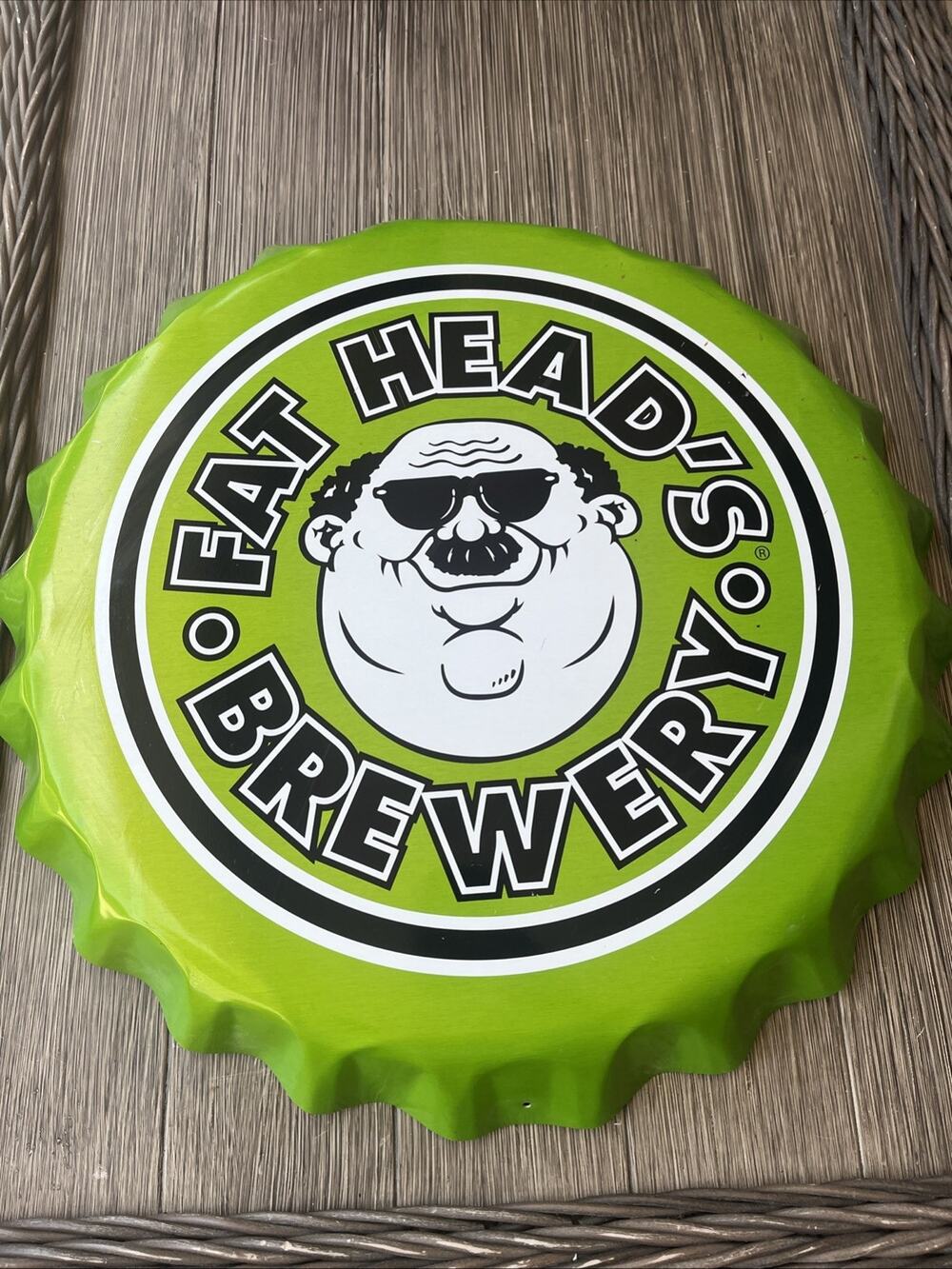 Fat Head’s Heads Brewery Metal Tin Bottle Cap Sign 16.5” Diameter